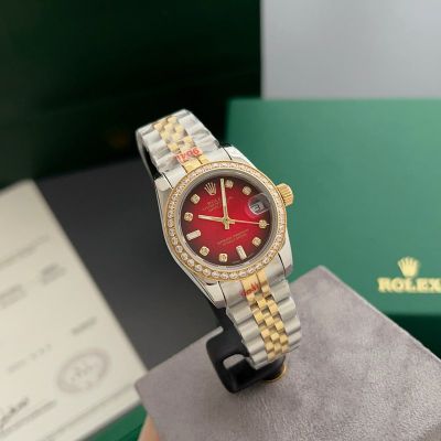 Rolex Datejust 31mm Red Dial 316L Steel Two-tone Gold Jubilee Bracelet Diamond Markers Lady Watch